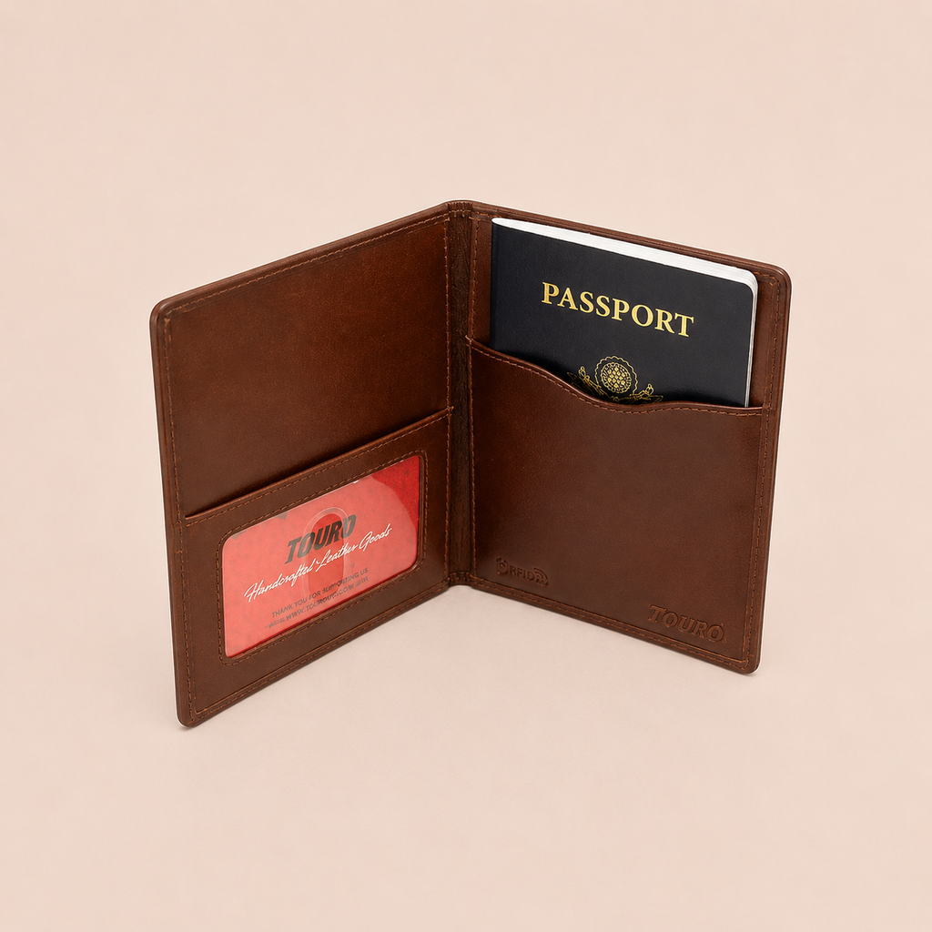 Touro Signature Leather Wallets Veg Tanned Passport Case