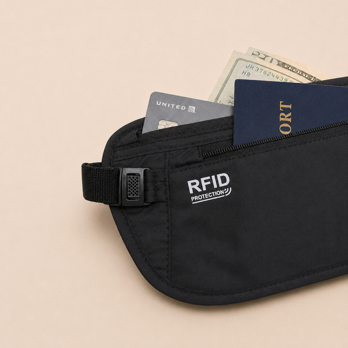 RFID Travel Money Belt – Hidden Passport & Wallet Pouch