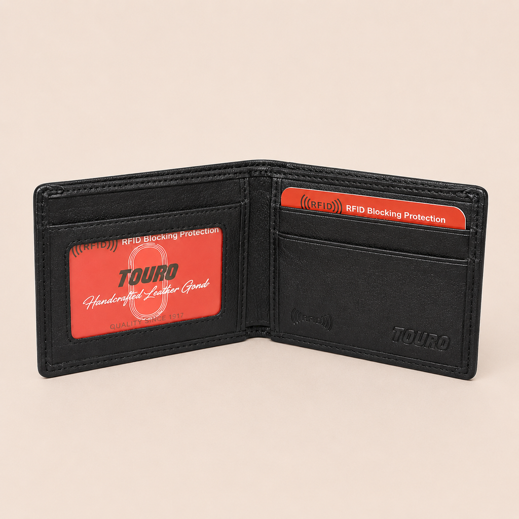 Touro RFID Pebble Grain Leather ID Bifold Wallet