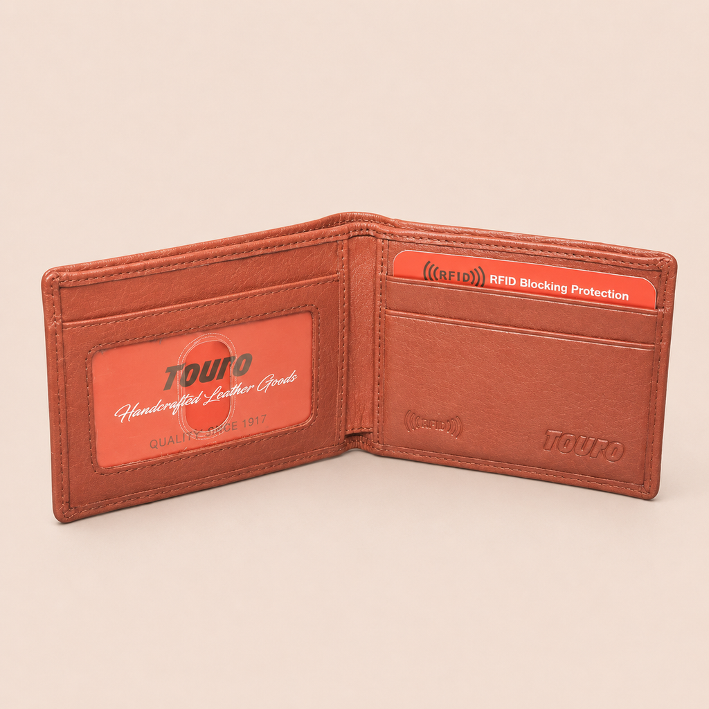 Touro RFID Pebble Grain Leather ID Bifold Wallet